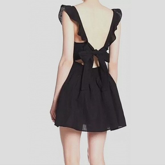 NWT🌺 Free People Little Black Mini Tie Ruffle Dress, XS - Picture 11 of 13